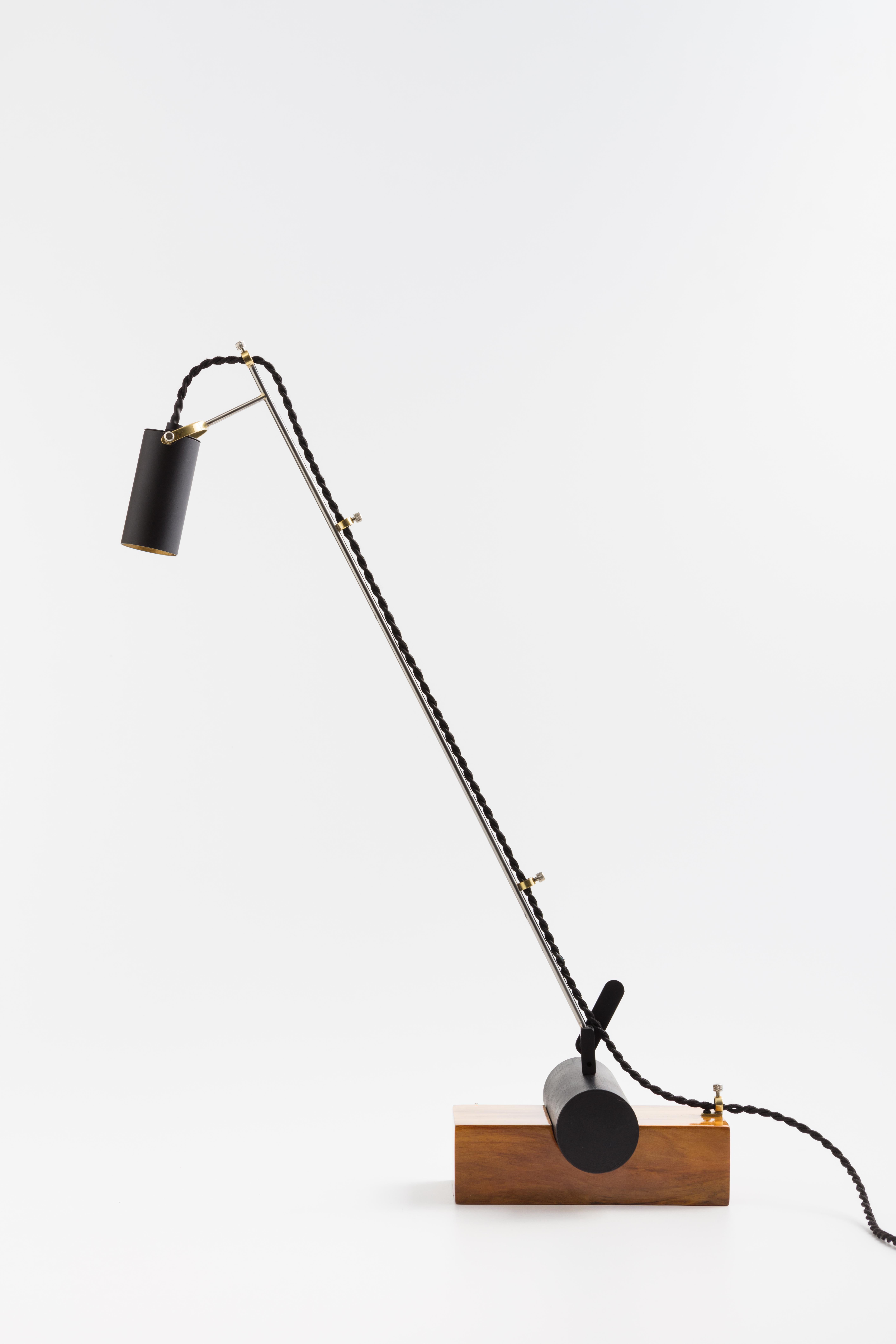 Contemporary Minimalist Table Lamp with Brazilian Hardwood Base 2