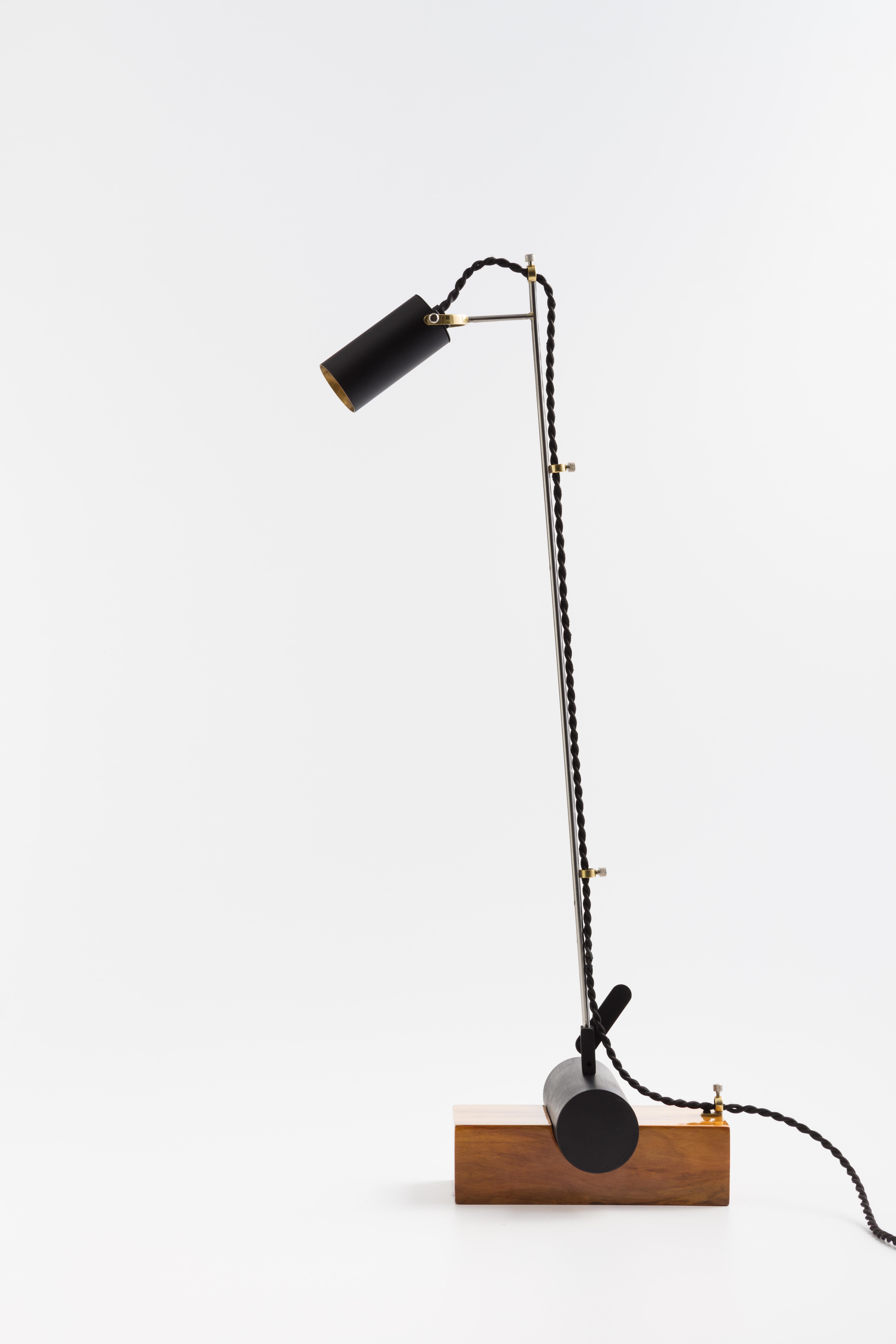Contemporary Minimalist Table Lamp with Brazilian Hardwood Base 3