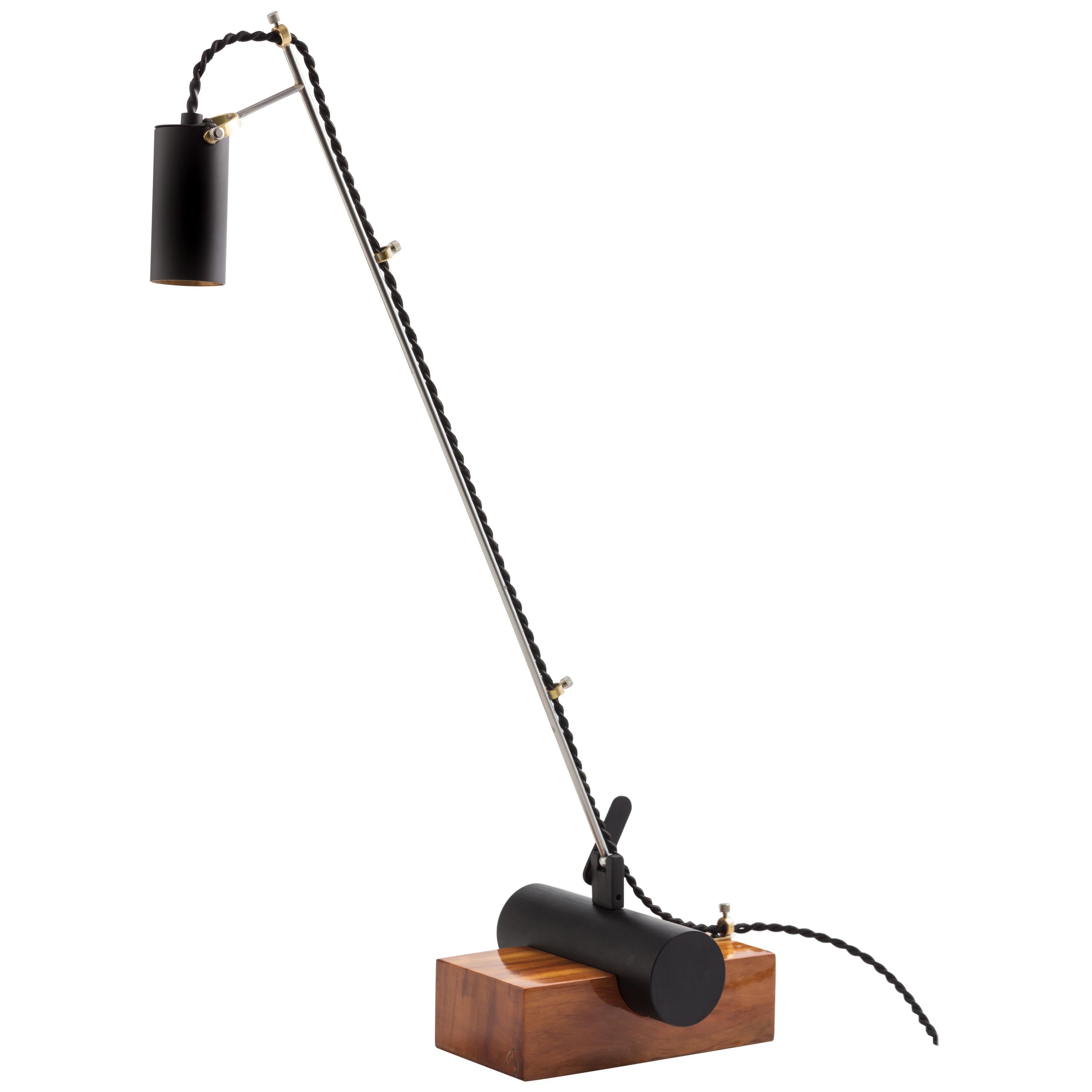 Contemporary Minimalist Table Lamp with Brazilian Hardwood Base