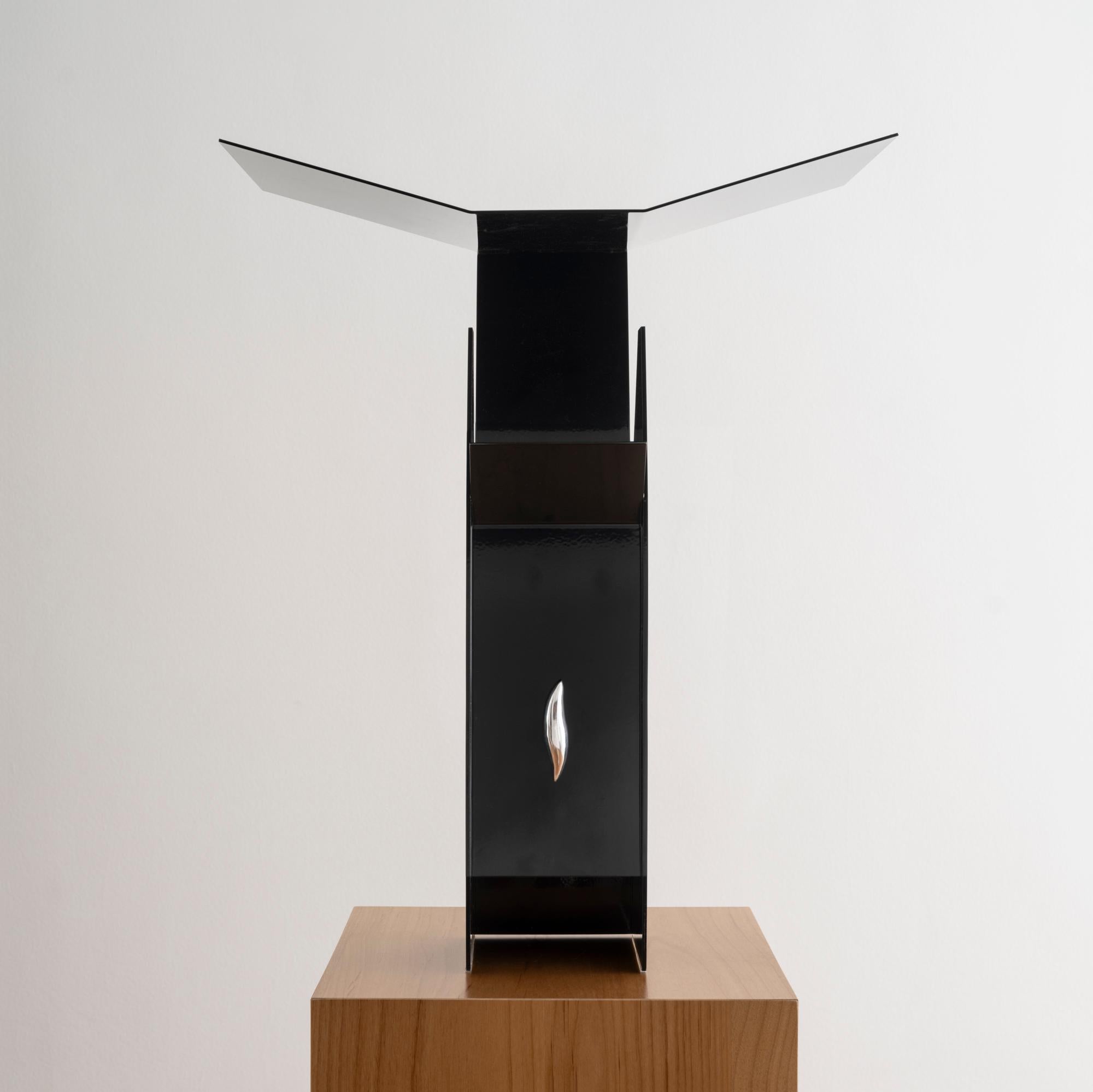 Machine Age Contemporary Table Lamp in Folded Steel For Sale