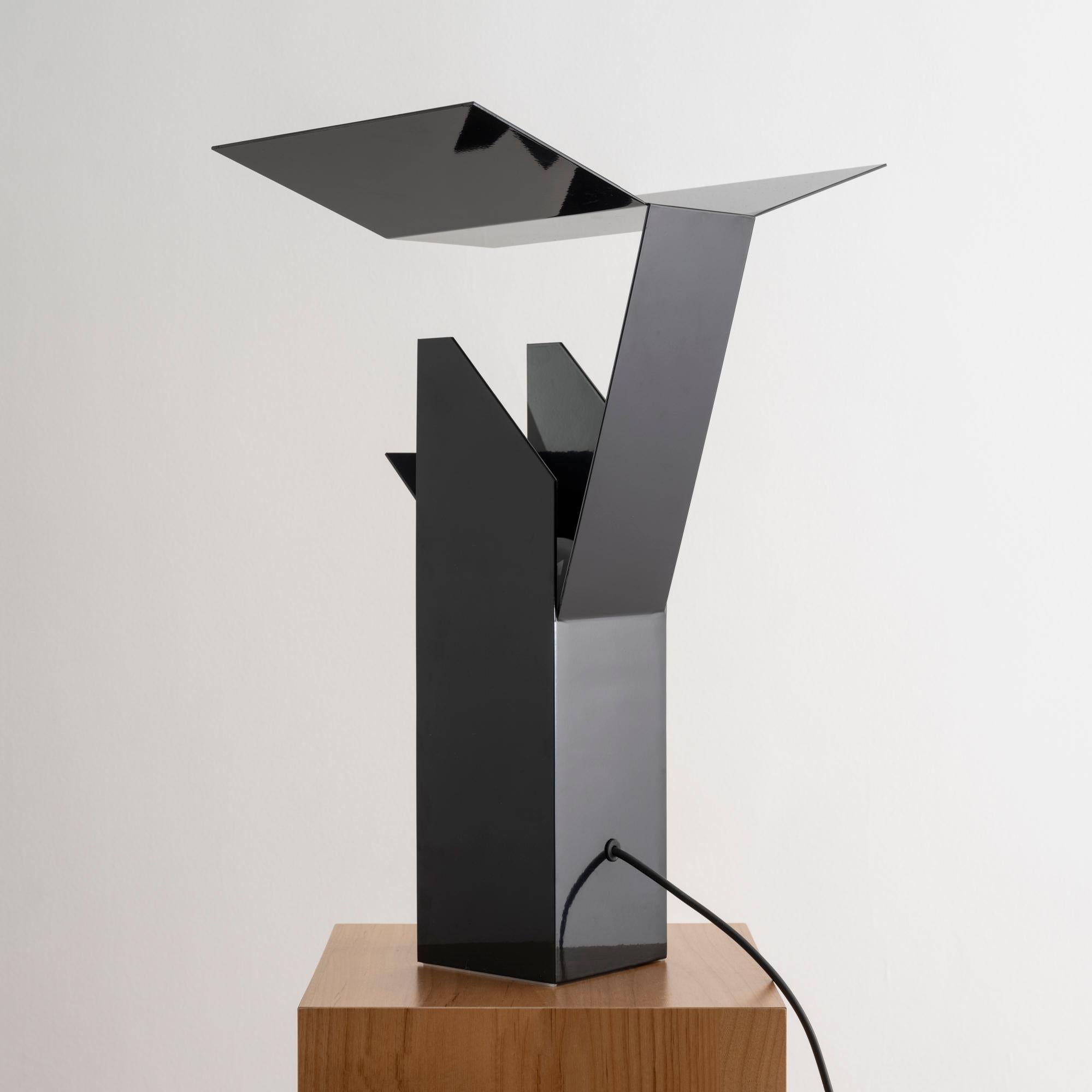 English Contemporary Table Lamp in Folded Steel For Sale