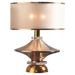 Contemporary Table Lamp Lampshade Brass Silver Gold Platinum-Plated Italy 