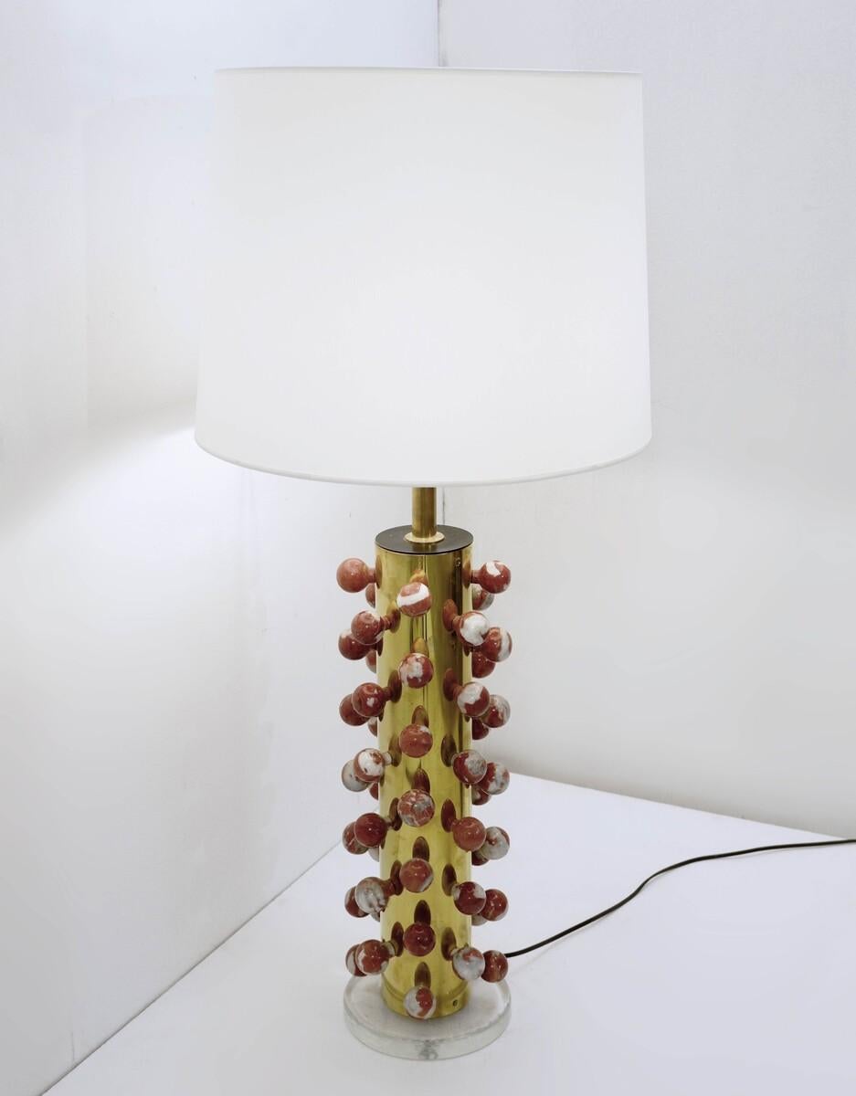 Contemporary Table Lamp, Marble and Brass, Italy For Sale 2