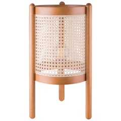 Contemporary Table Lamp Noce, Brazilian Wood and Natural Straw