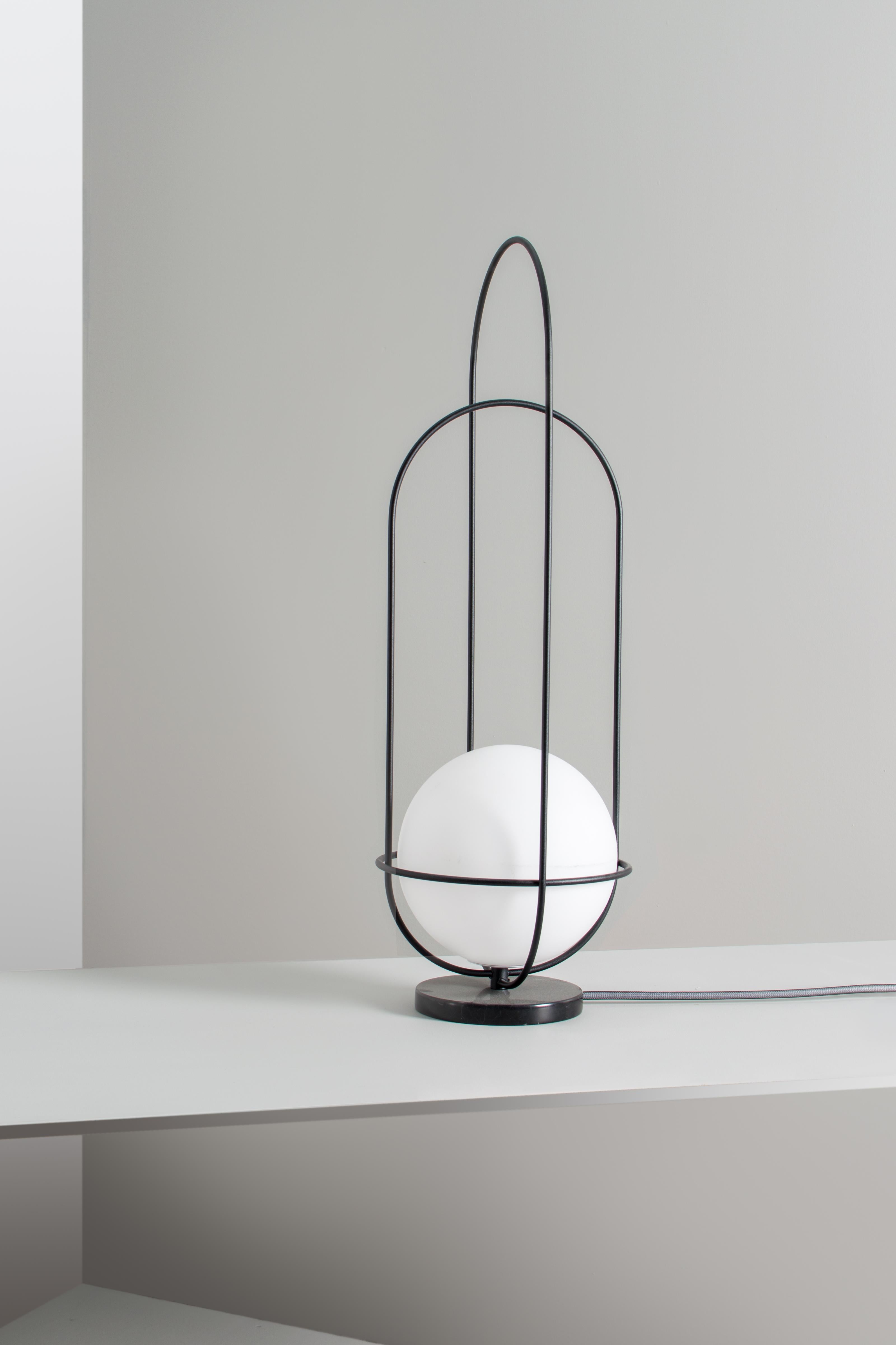 Contemporary Table Lamp 'Orbit', Plinth in Black Marble For Sale 2