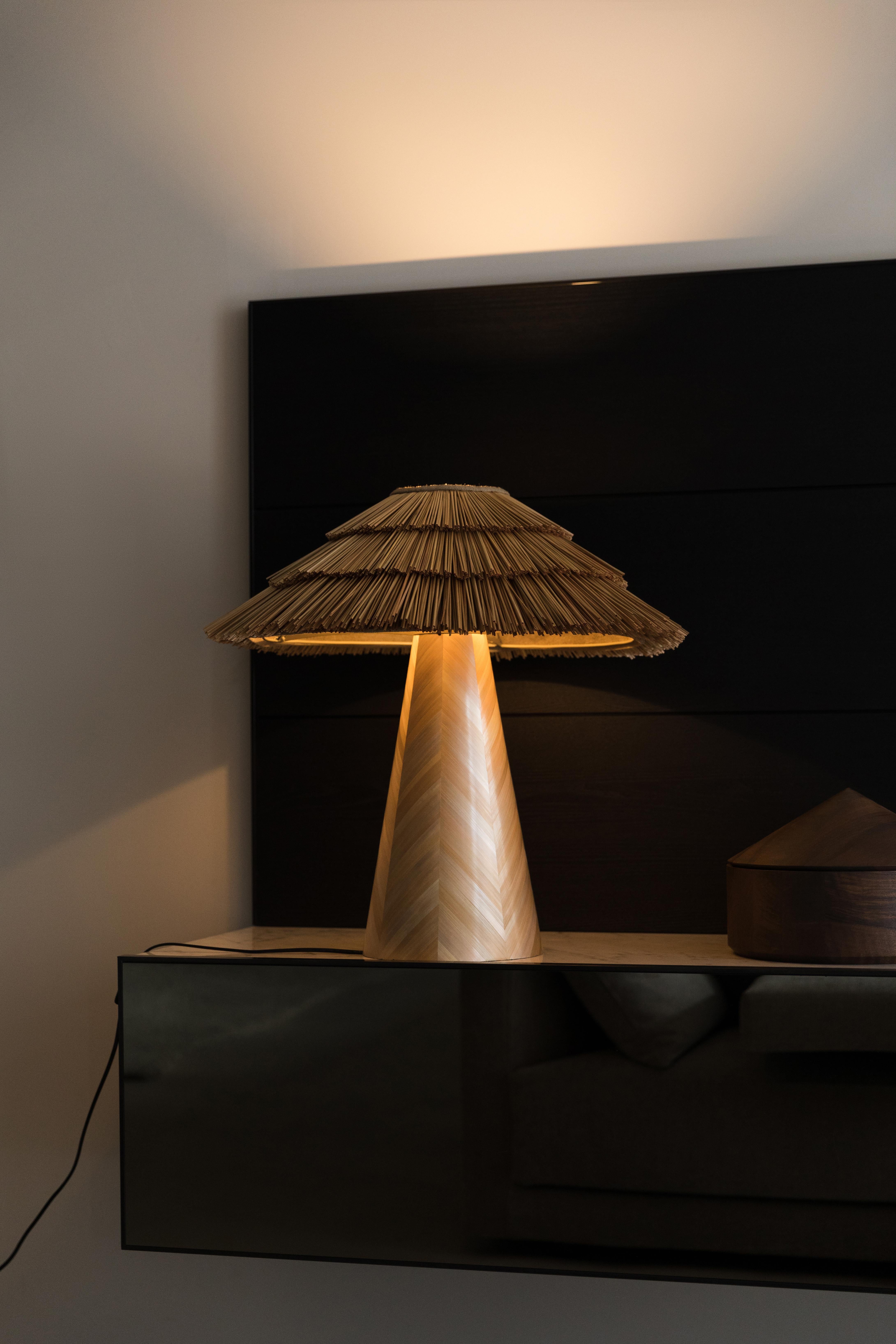Table Lamp “ROOTS OF HOME”
Dimensions: 45 х 45 cm.
Beige

Materials: wood base, straw inlay, metal lampshade, homespun canvas, straw.

Design brand RUDA Studio was founded in 2017 by Oleksandra Rudenko and Yuriy Vovnyanko. RUDA Studio - Ukrainian