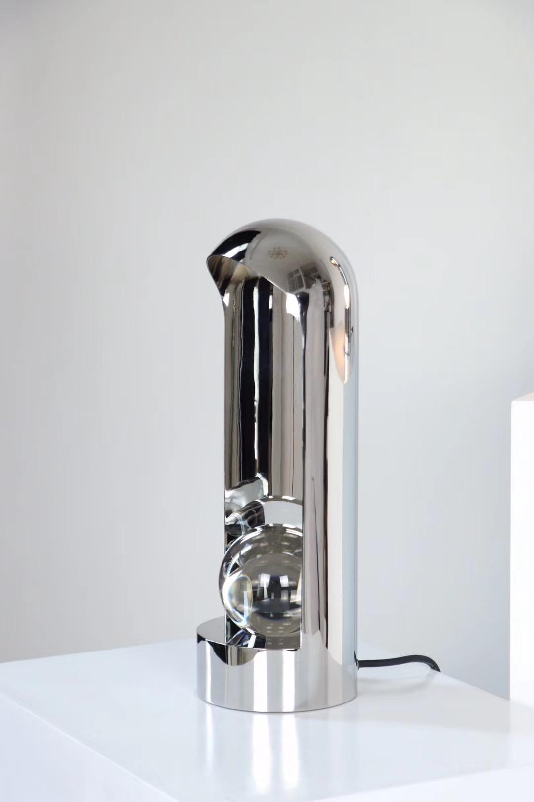 Polished Contemporary Table Lamp 'Sanctuary 1' by TheShaw, Stainless Steel and Glass For Sale