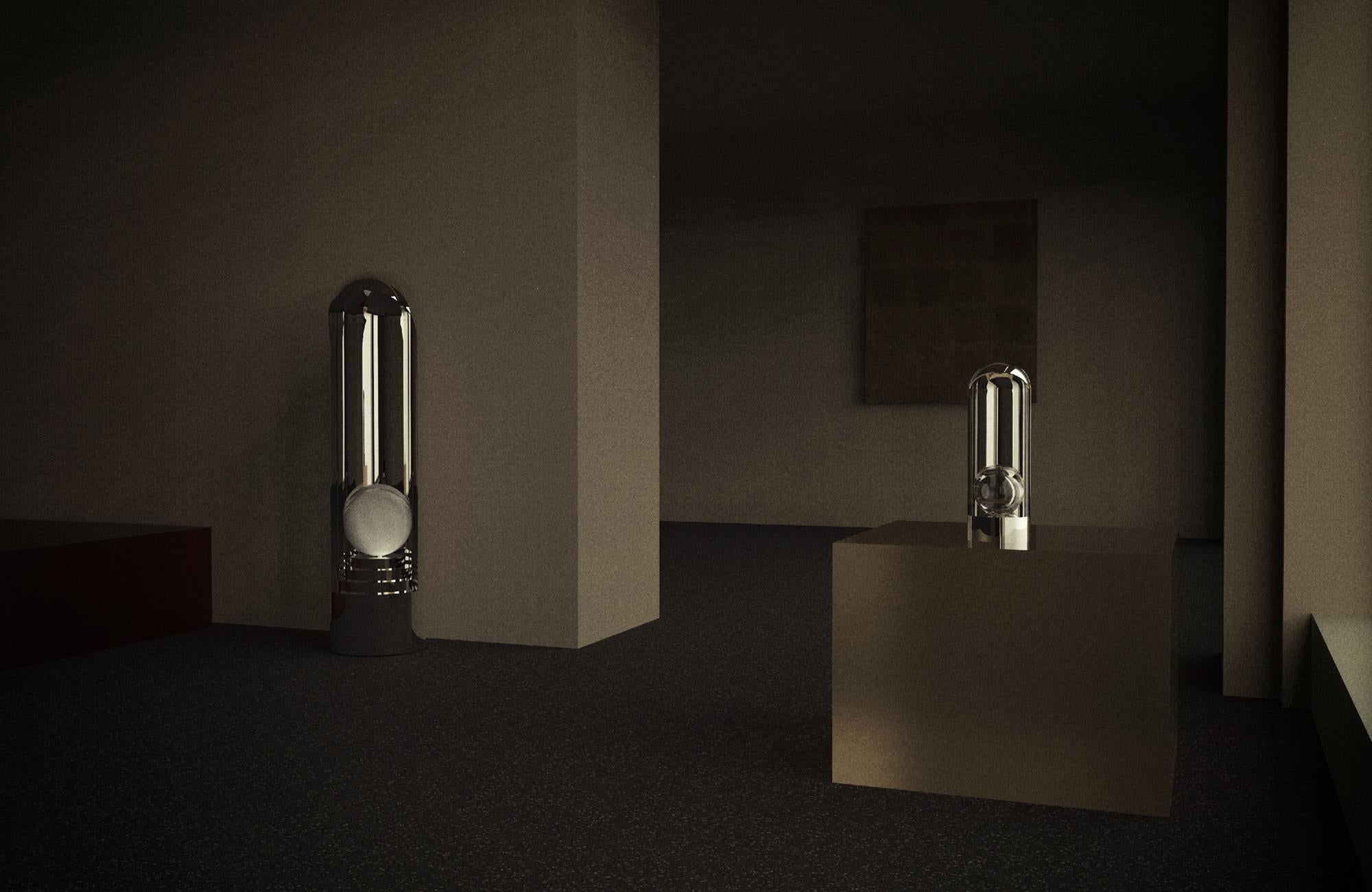 Contemporary Table Lamp 'Sanctuary 1' by TheShaw, Stainless Steel and Glass In New Condition For Sale In Paris, IDF