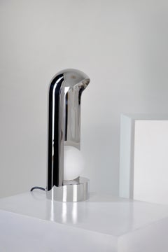 Contemporary Table Lamp 'Sanctuary 2.2' by TheShaw, Stainless Steel, Alabaster