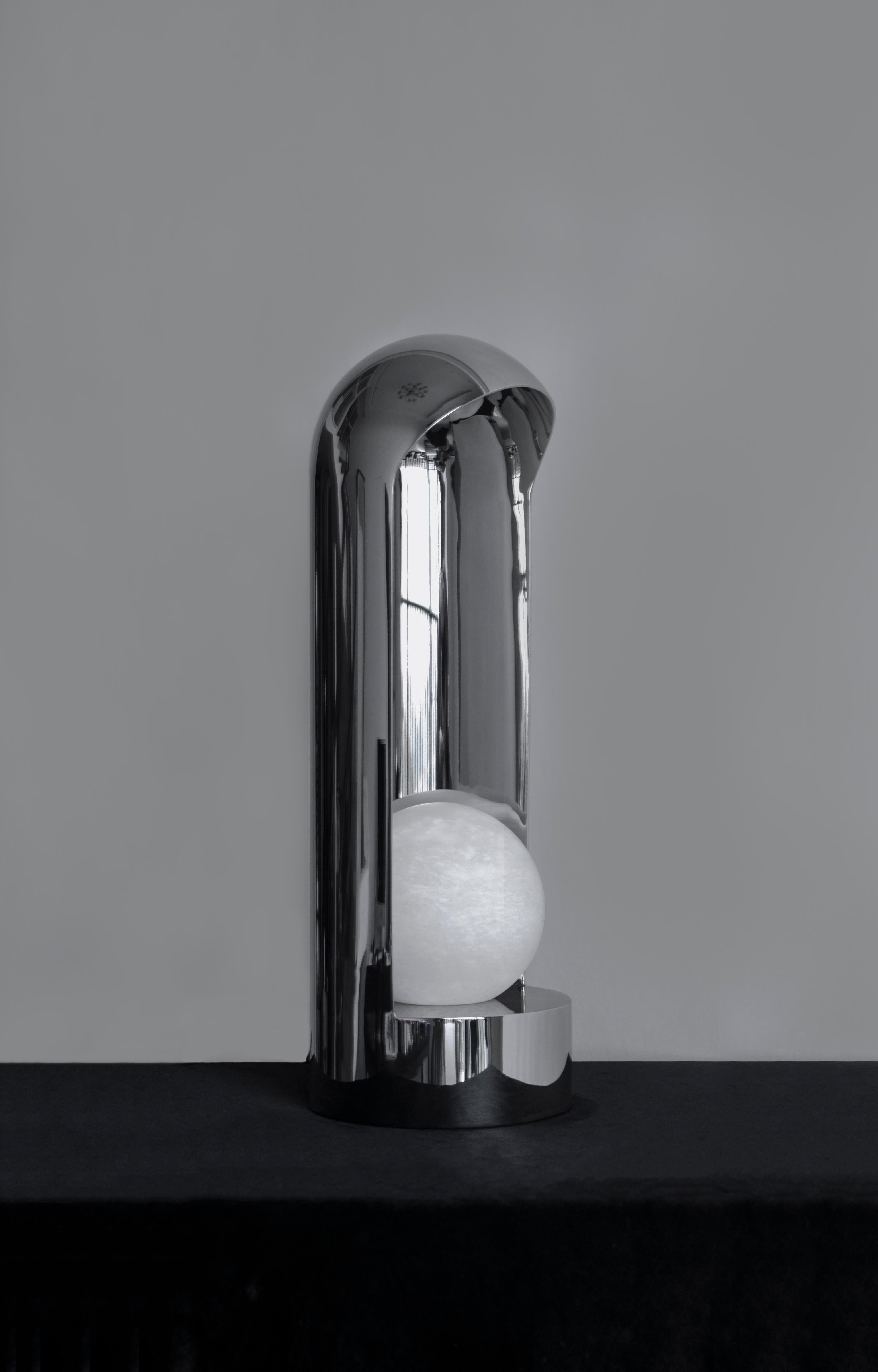 Contemporary Tischleuchte 'Sanctuary 2.2' von TheShaw, Edelstahl, Alabaster (Minimalistisch) im Angebot