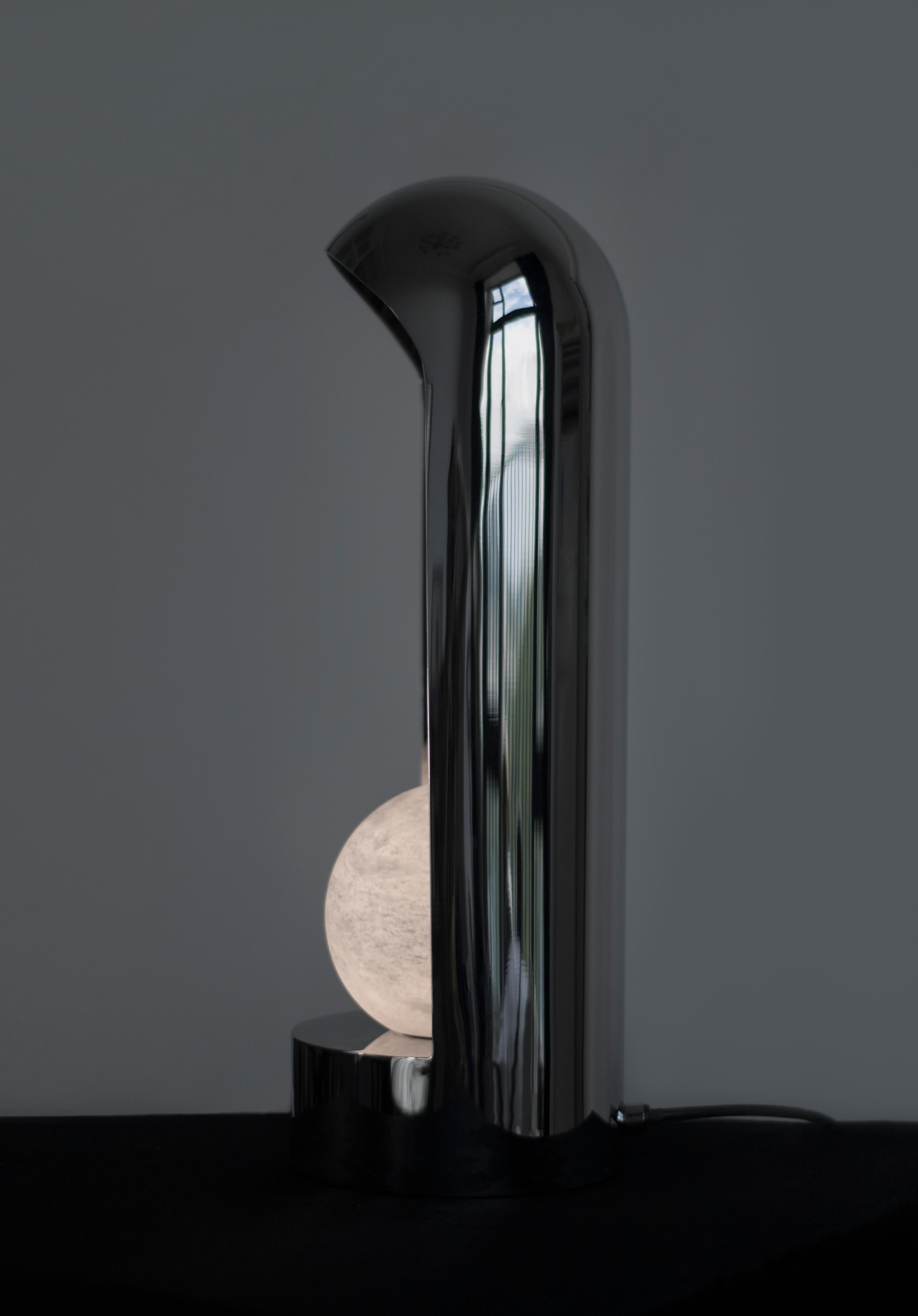 Contemporary Tischleuchte 'Sanctuary 2.2' von TheShaw, Edelstahl, Alabaster im Angebot 1