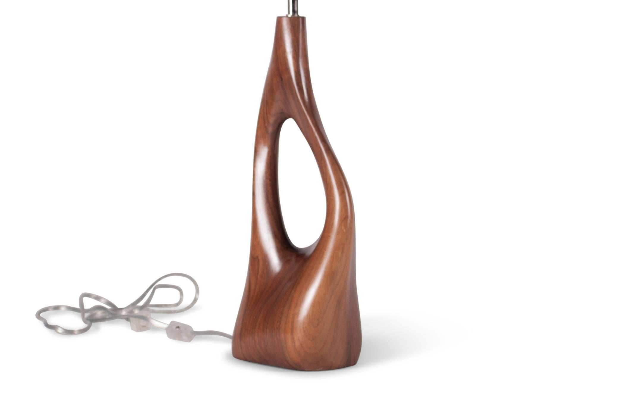Amorph Helix Table Lamp Solid Walnut, White Shade In New Condition For Sale In Los Angeles, CA