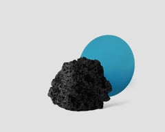 Zeitgenössischer Tischspiegel, HOT-Kollektion, Lavastein und Edelstahl im Gradient-Stil