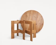 FRAMA Mesa de comedor de granja de diseño escandinavo contemporáneo redonda rústica