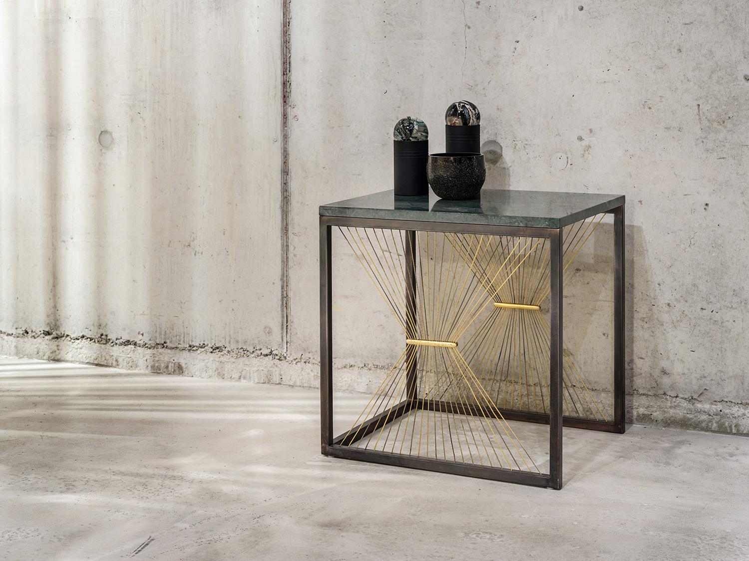 Modern Contemporary Table with Marble, Brass and Steel, Handmade in Italy, Large  For Sale