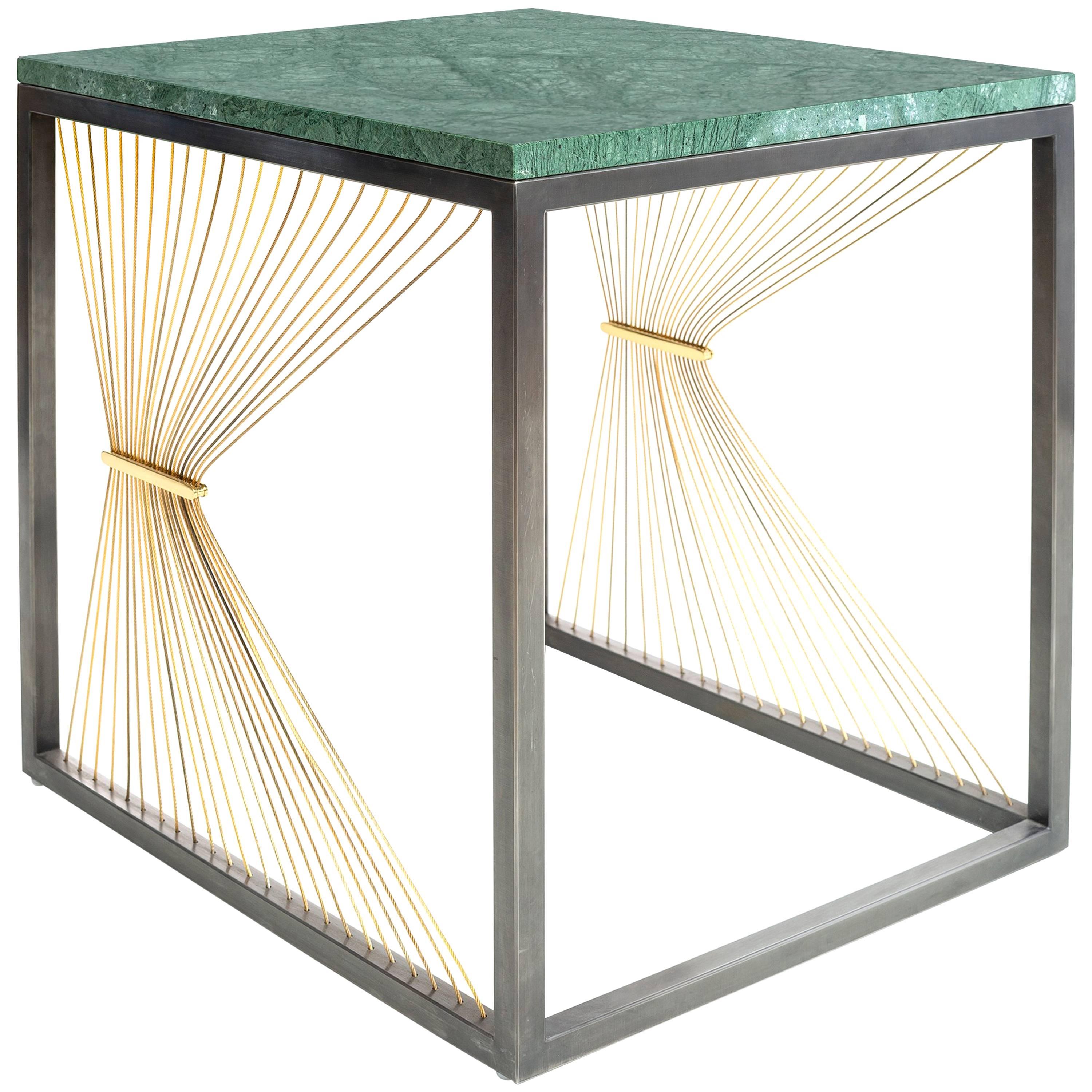 Contemporary Table with Marble, Brass and Steel, Handmade in Italy, Large  For Sale