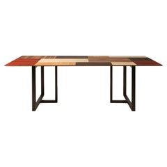 Table contemporaine avec plateau en mosaïque de bois
