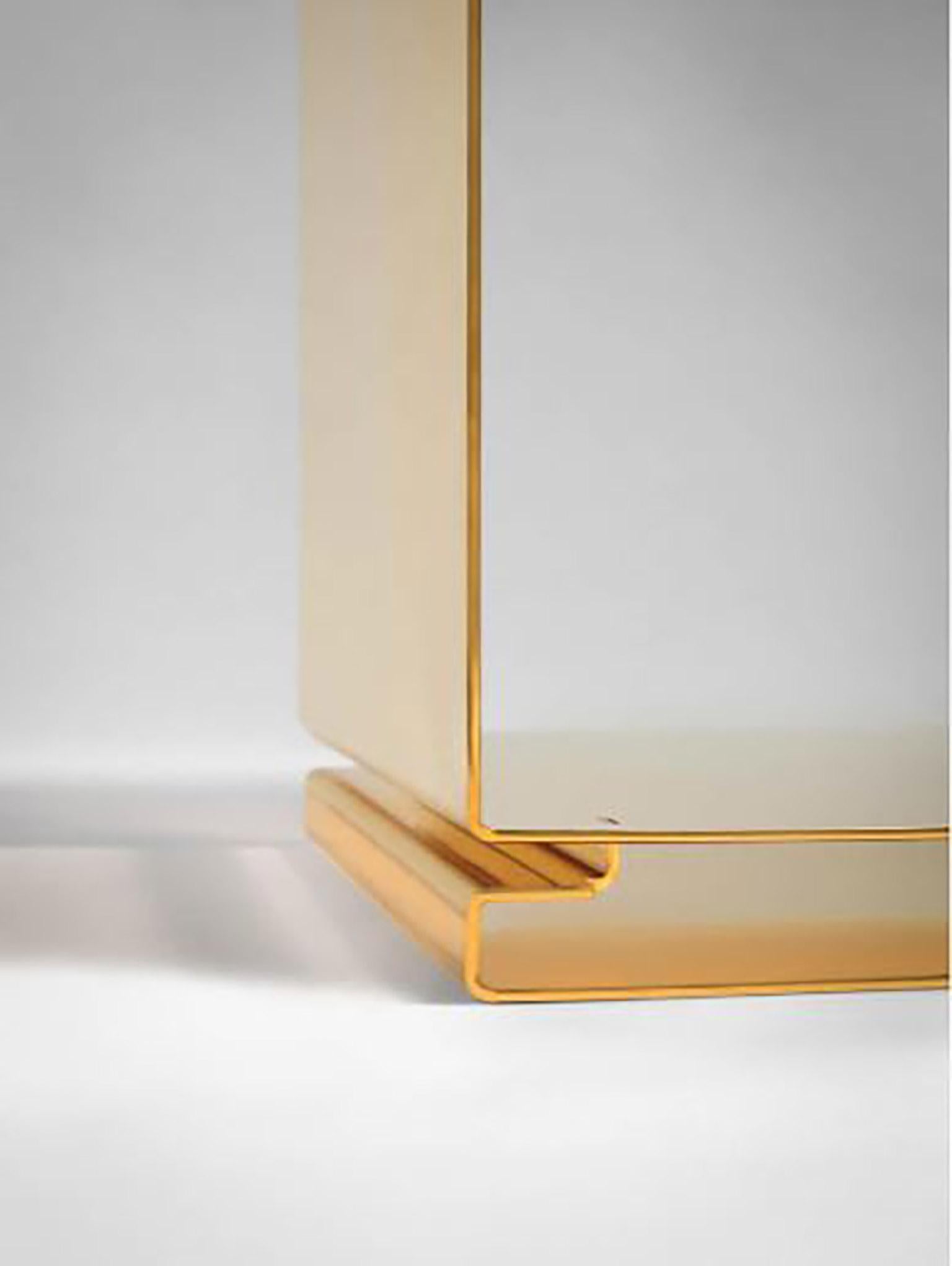 Italian Contemporary Tables of Interlocking Steel Elements, 24-Karat Gold-Plated For Sale