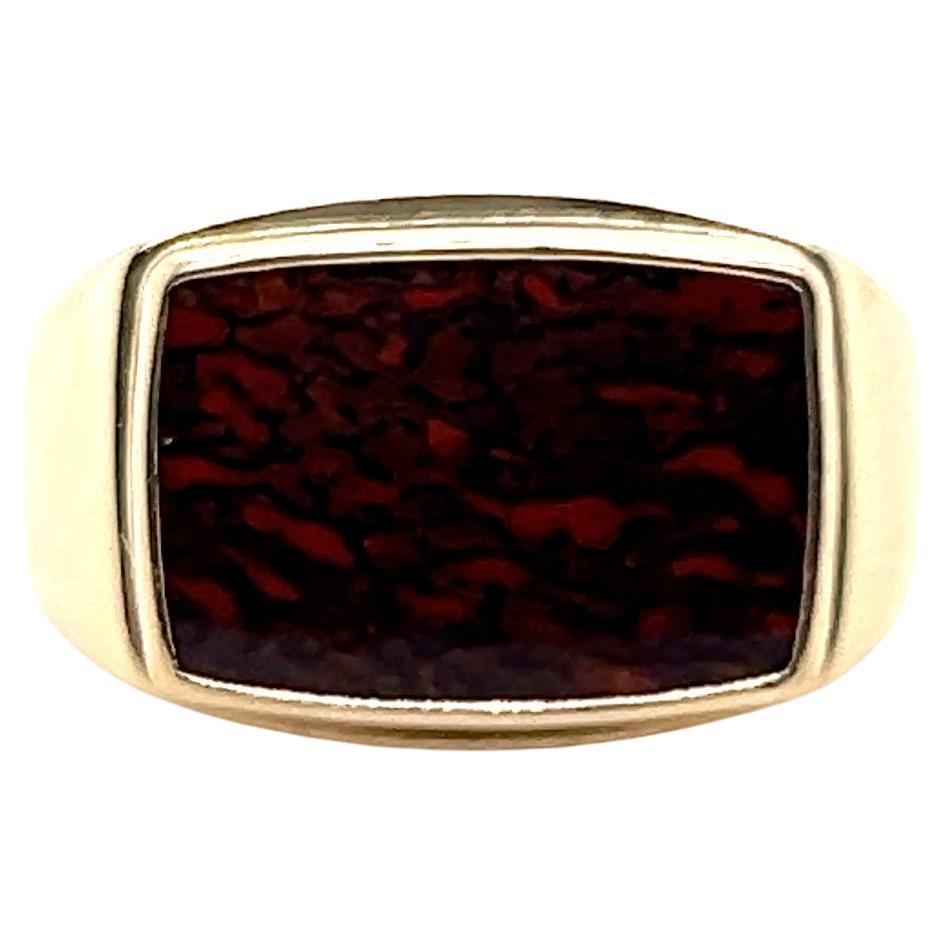 Contemporary Tablet Cut Red Jasper 14k Yellow Gold Men's Statement Ring