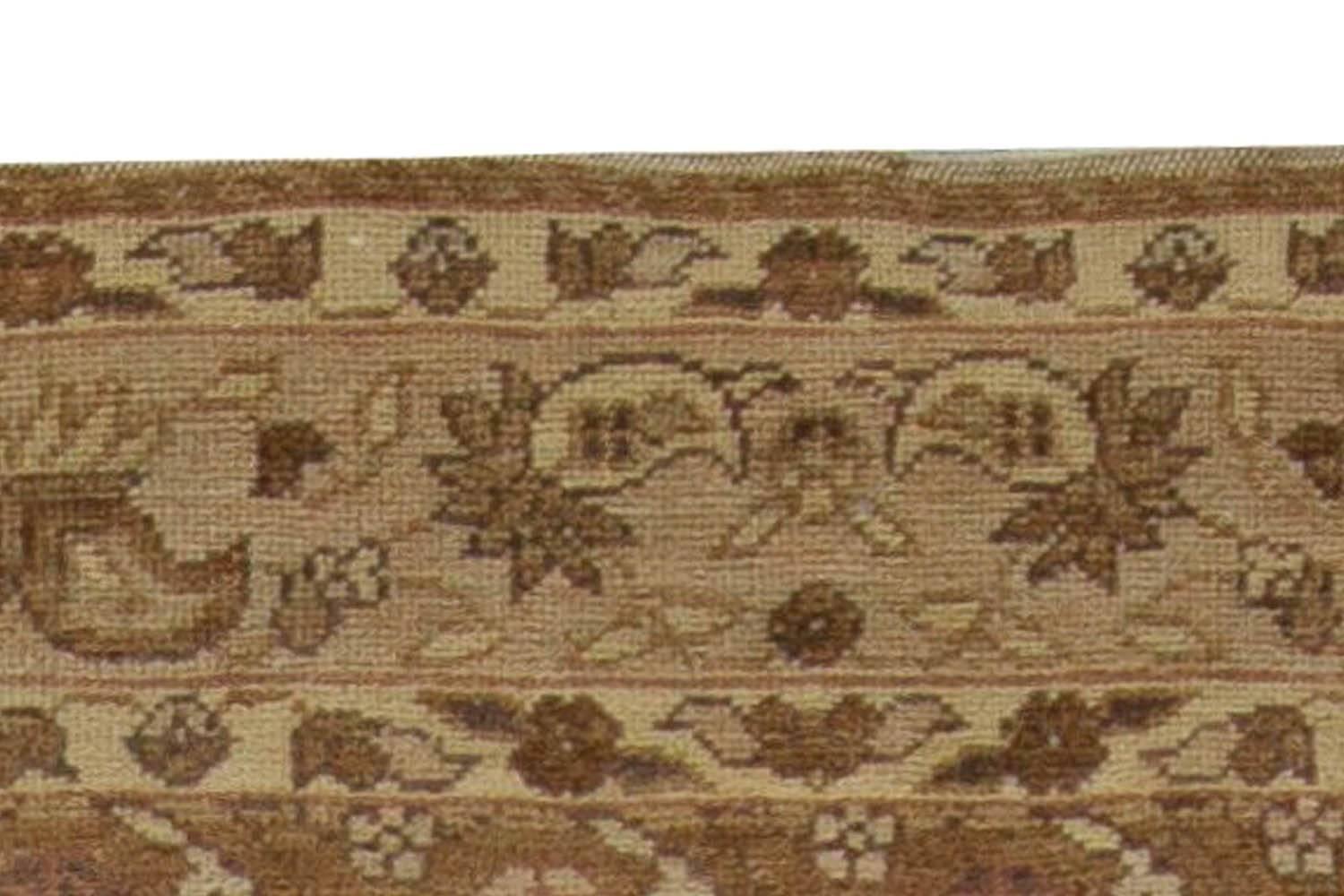 Hand-Knotted Contemporary Tabriz Design Brown and Beige Handmade Runner by Doris Leslie Blau For Sale
