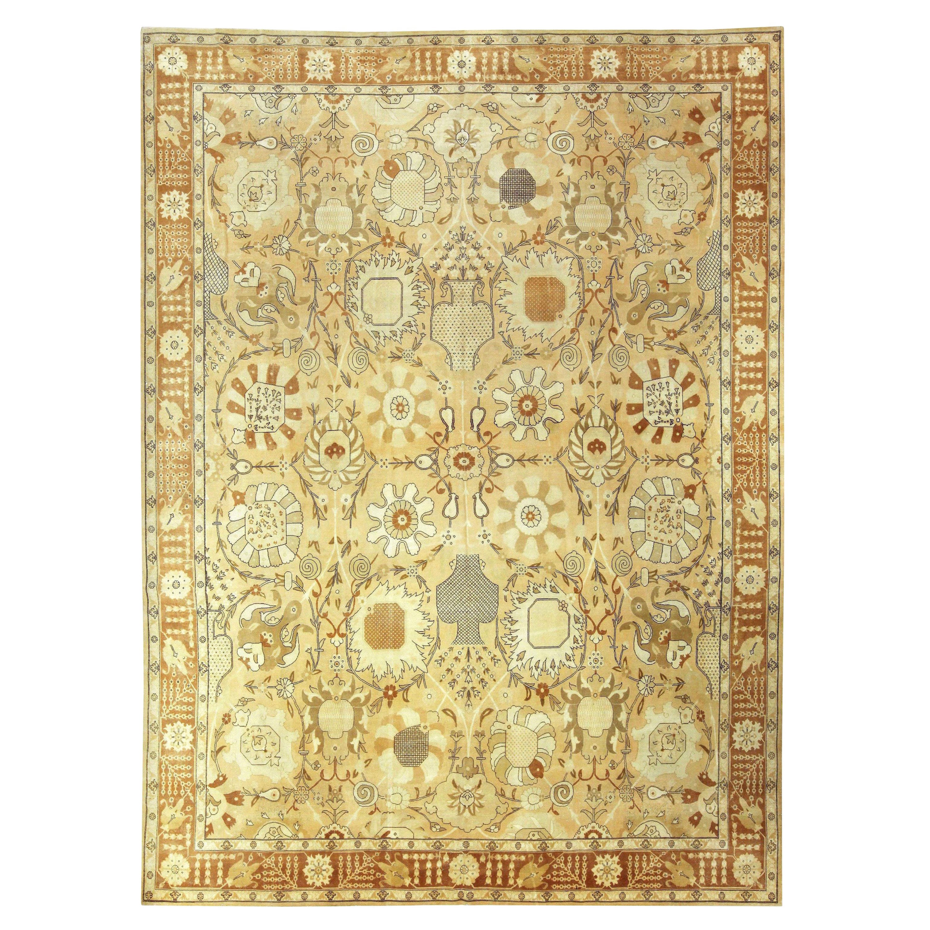 Zeitgenössischer handgefertigter Teppich aus Wolle in Täbris-Design von Doris Leslie Blau
