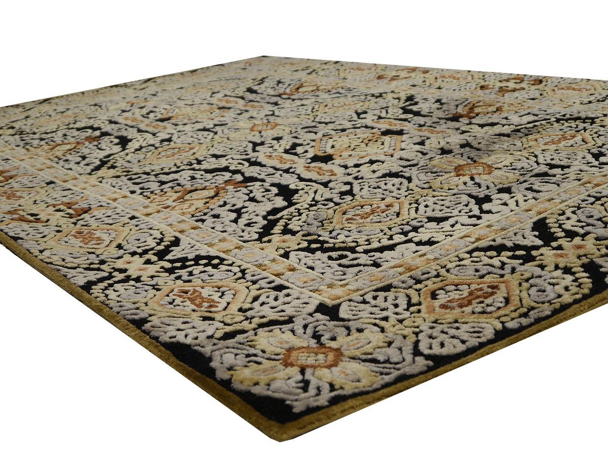 Tapis contemporain Tabriz Design en laine et soie nouées à la main Collection Djoharian en vente 3