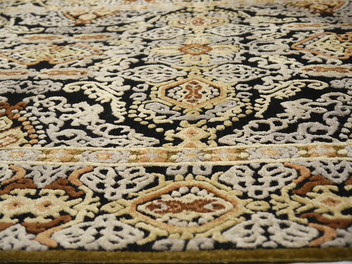 Tapis contemporain Tabriz Design en laine et soie nouées à la main Collection Djoharian en vente 1