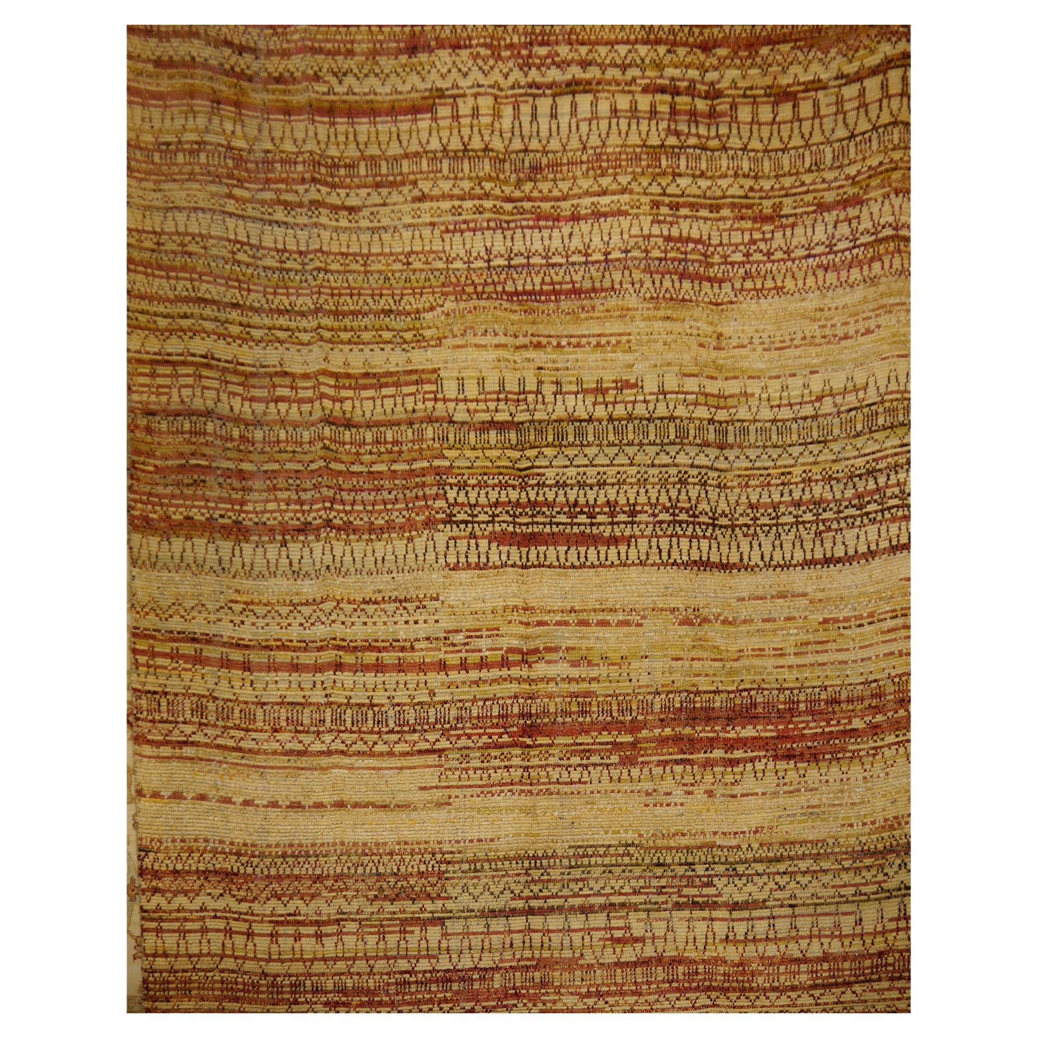 Zeitgenössischer moderner handgeknüpfter Teppich aus Wolle und Seide aus der Djoharian-Kollektion