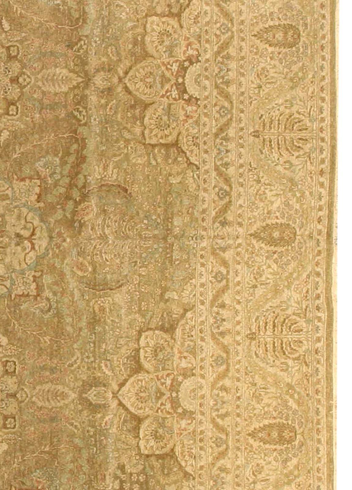 Contemporary Tabriz Floral Design Beige Handmade Rug by Doris Leslie Blau In New Condition For Sale In New York, NY