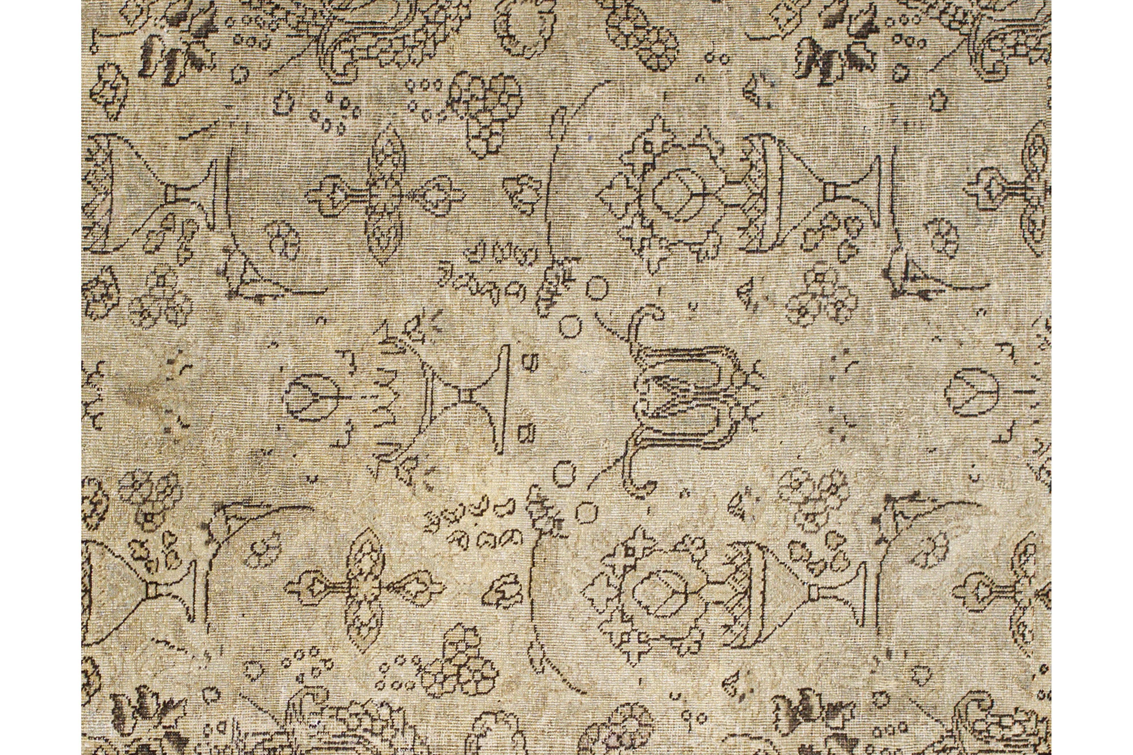 Zeitgenössischer handgewebter Teppich im Tabriz-Stil, 7 ft × 10 ft, Beige und Braun im Angebot 2