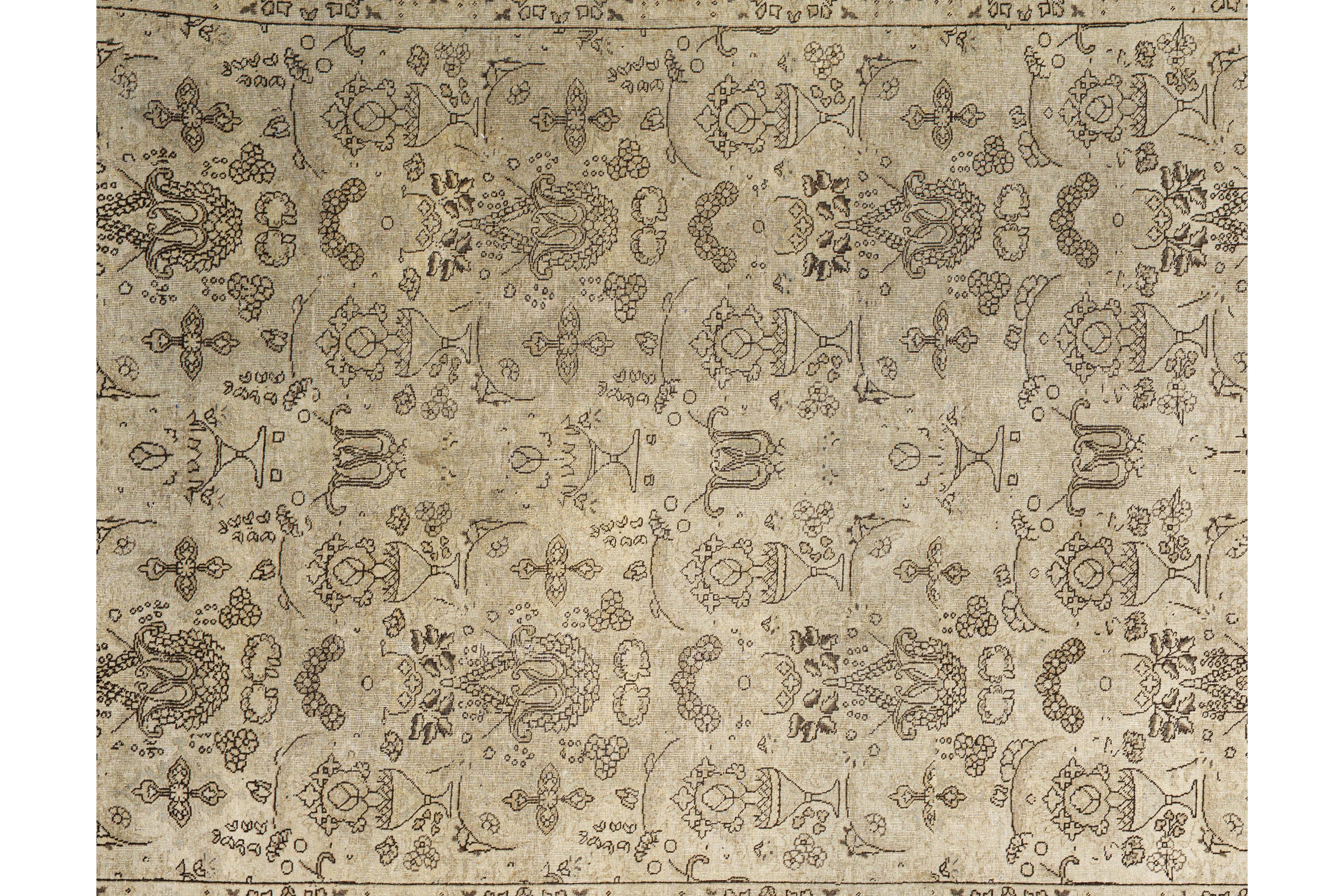 Zeitgenössischer handgewebter Teppich im Tabriz-Stil, 7 ft × 10 ft, Beige und Braun im Angebot 3