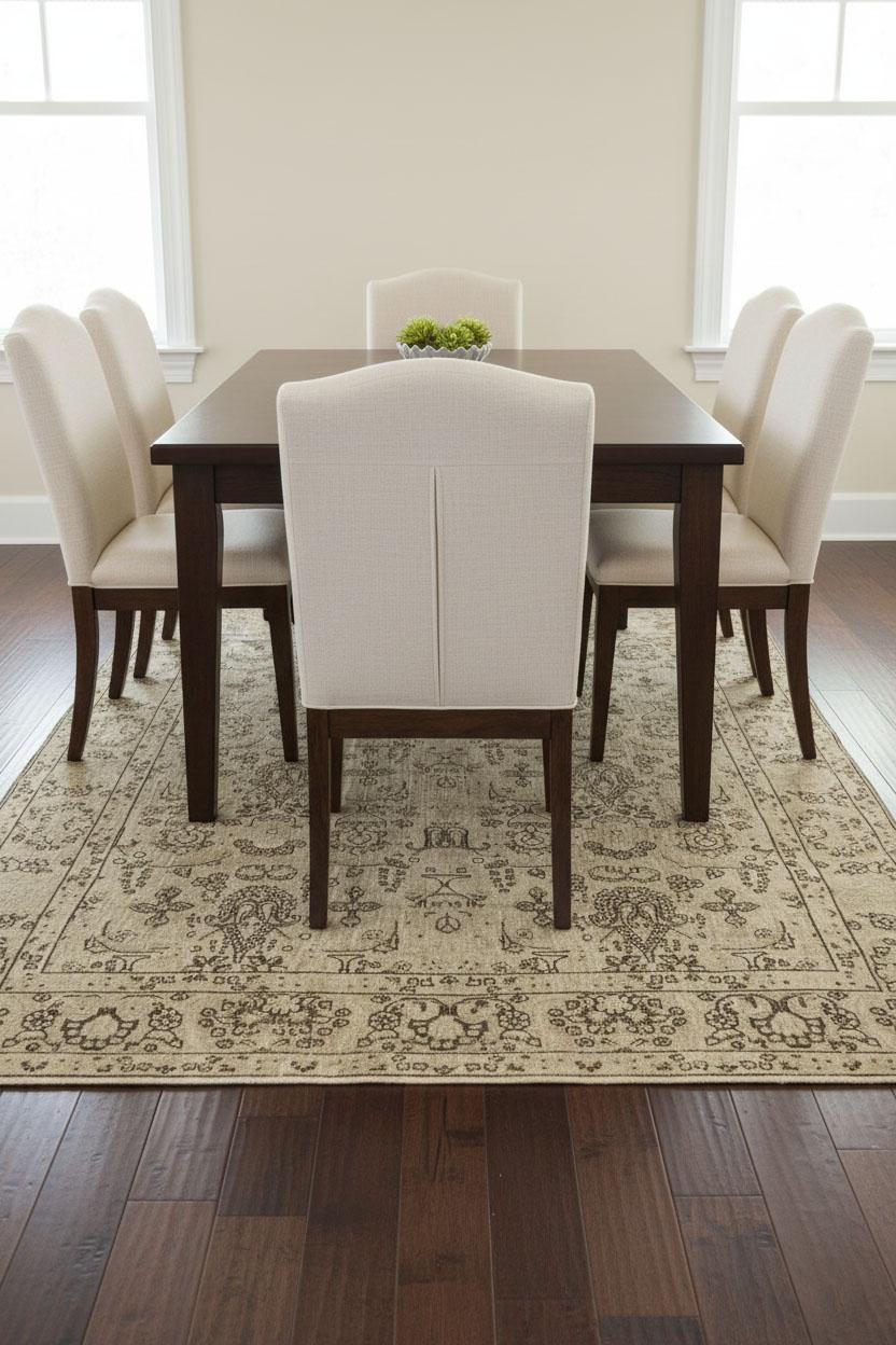 Zeitgenössischer handgewebter Teppich im Tabriz-Stil, 7 ft × 10 ft, Beige und Braun (Sultanabad) im Angebot