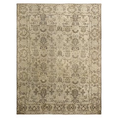 Tappeto contemporaneo in stile Tabriz tessuto a mano, 7 ft × 10 ft , beige e marrone