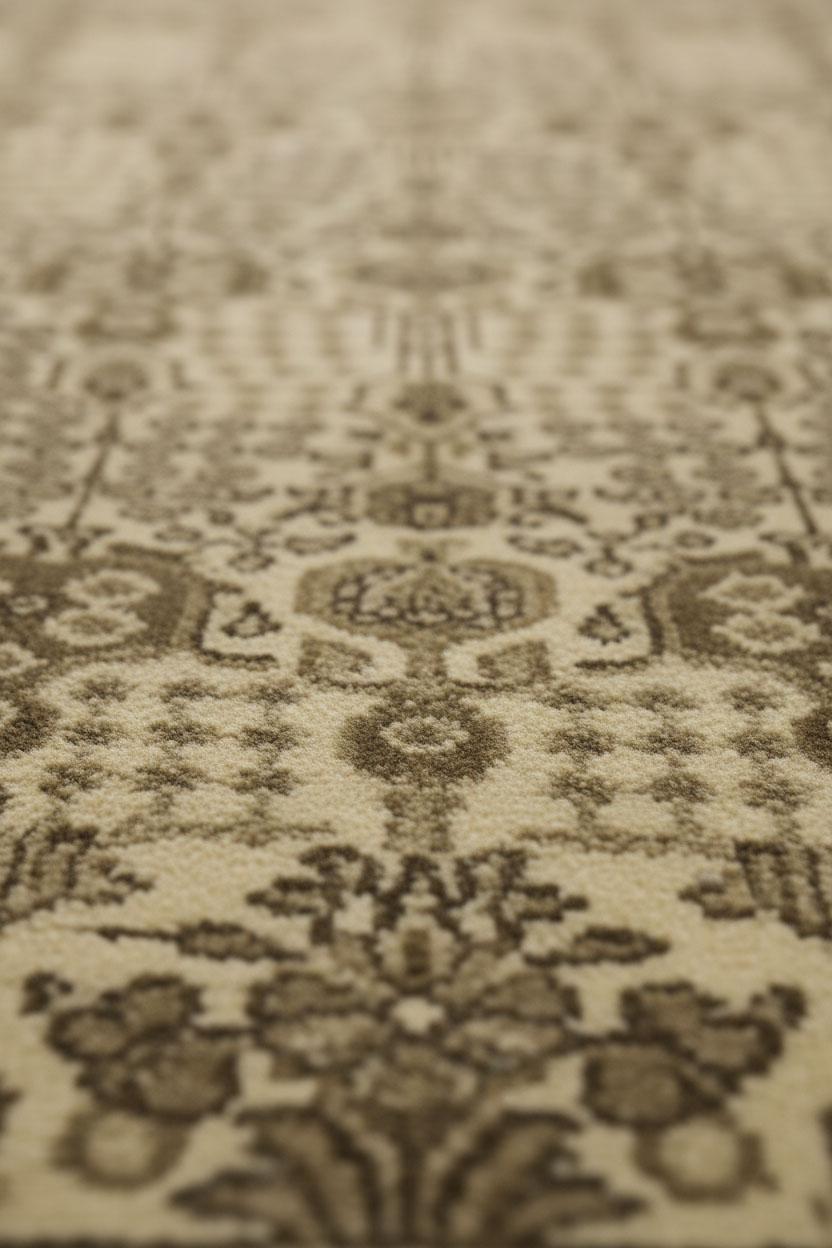 Tessuto a mano Tappeto contemporaneo in lana stile Tabriz, 7 ft × 10 ft , Avorio e Umber in vendita