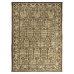 Tappeto contemporaneo in lana stile Tabriz, 7 ft × 10 ft , Avorio e Umber