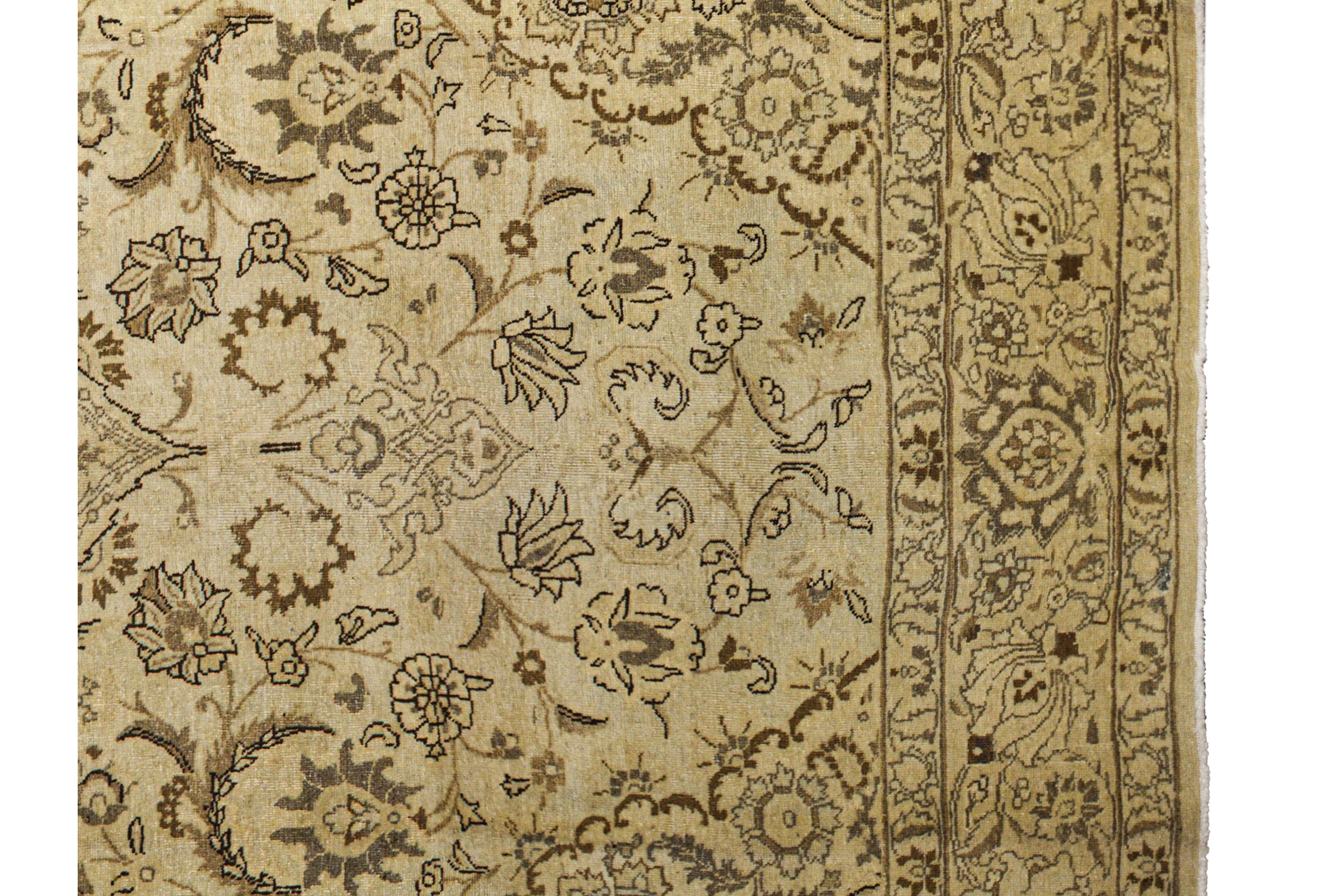 Zeitgenössischer Wollteppich im Tabriz-Stil, 8 Fuß × 11 Fuß, Creme und Beige (Pakistanisch) im Angebot