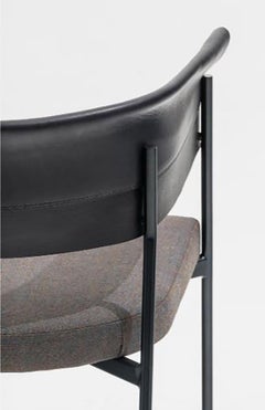 Contemporary Tailor Made Gomito Chair, Handcrafted Folded Leather Backrest