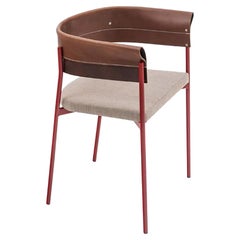 Contemporary Tailor Made Gomito Chair, Handcrafted Folded Leather Backrest