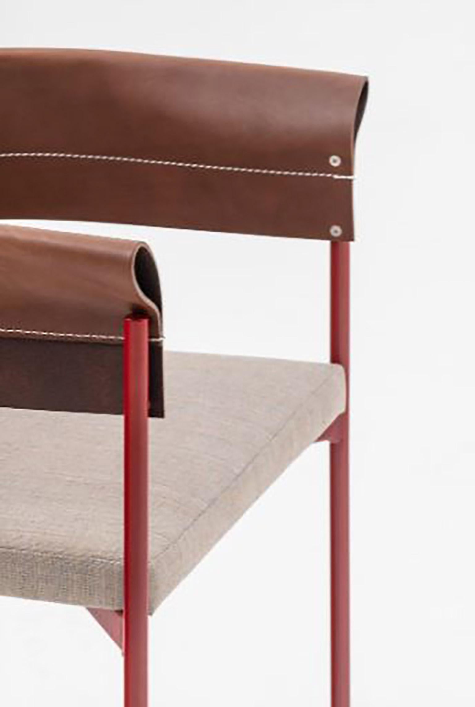 Modern Contemporary Tailor Made Gomito L Chair, Handcrafted Folded Leather Backrest For Sale