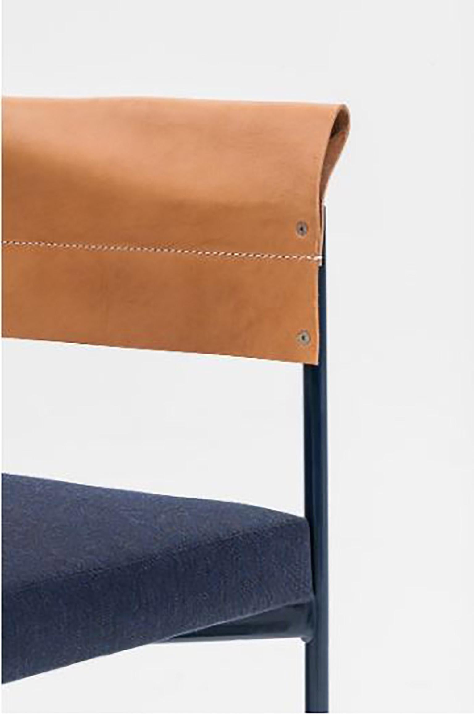 Modern Contemporary Tailor Made Gomito L Chair, Handcrafted Folded Leather Backrest For Sale