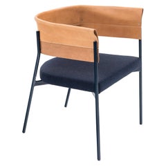 Contemporary Tailor Made Gomito L Chair, Handcrafted Folded Leather Backrest