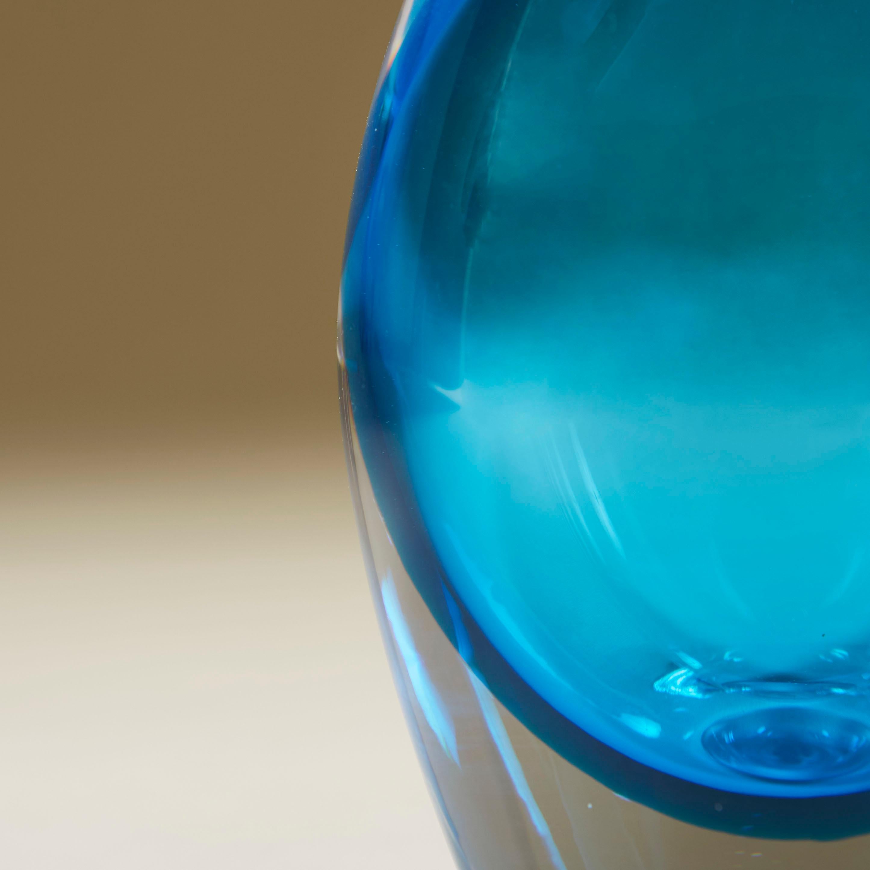 Murano Glass Contemporary tall aquamarine Murano perfume bottle For Sale