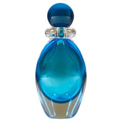 Grand flacon de parfum contemporain en aigue-marine de Murano