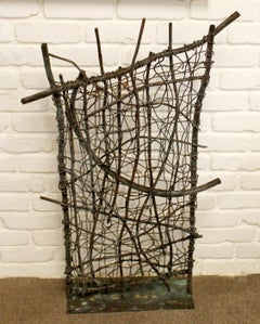 Contemporary Tall Forged Copper Metal Abstract Floor Sculpture by Robert Hansen
