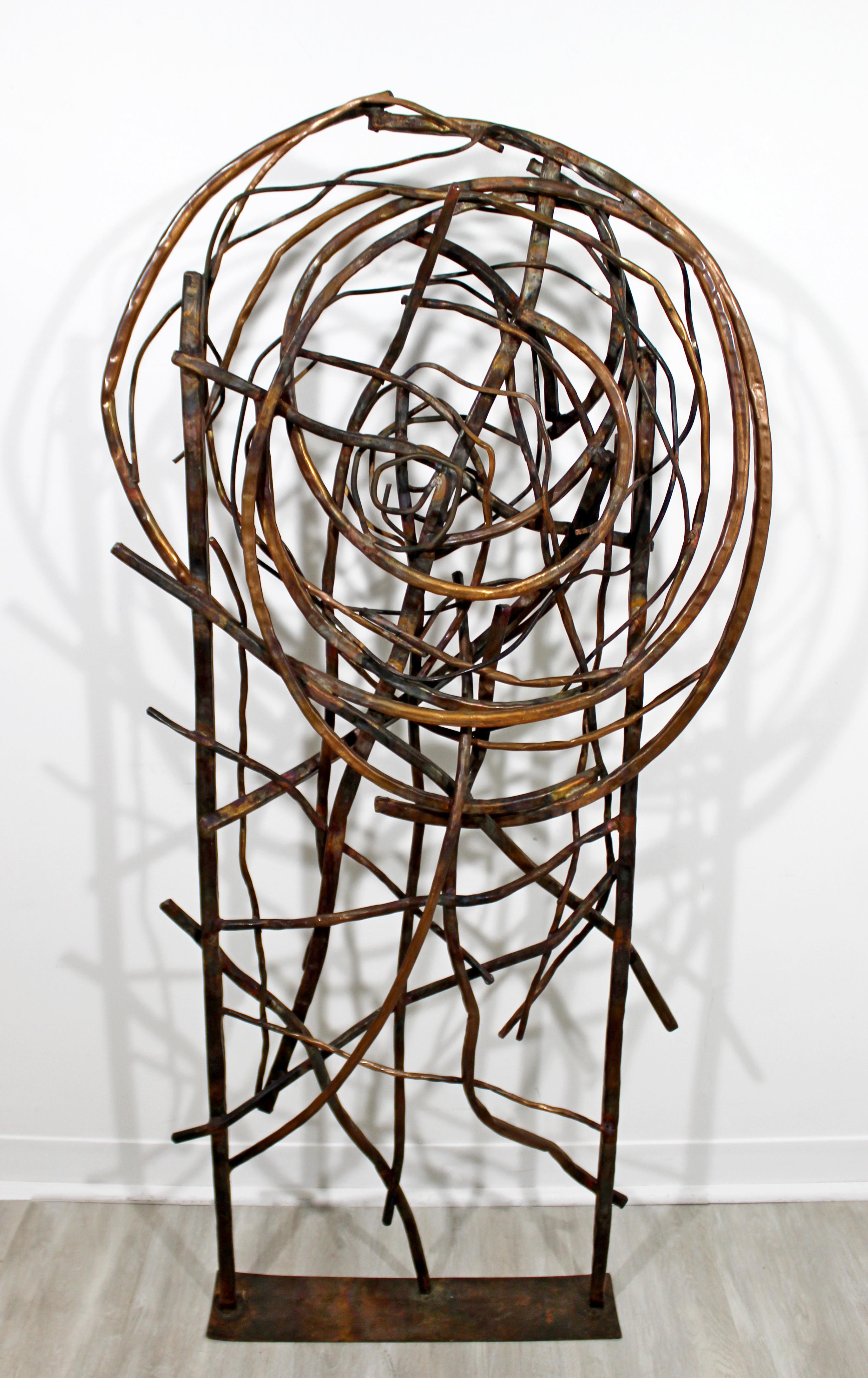 Contemporary Tall Forged Copper Metal Abstract Floor Sculpture by Robert Hansen 1