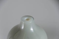 Contemporary Tall Gourd Vase in Grey Peking Glass by Robert Kuo, Limited Edition