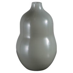 Contemporary Tall Gourd Vase in Grey Peking Glass by Robert Kuo, Limited Edition