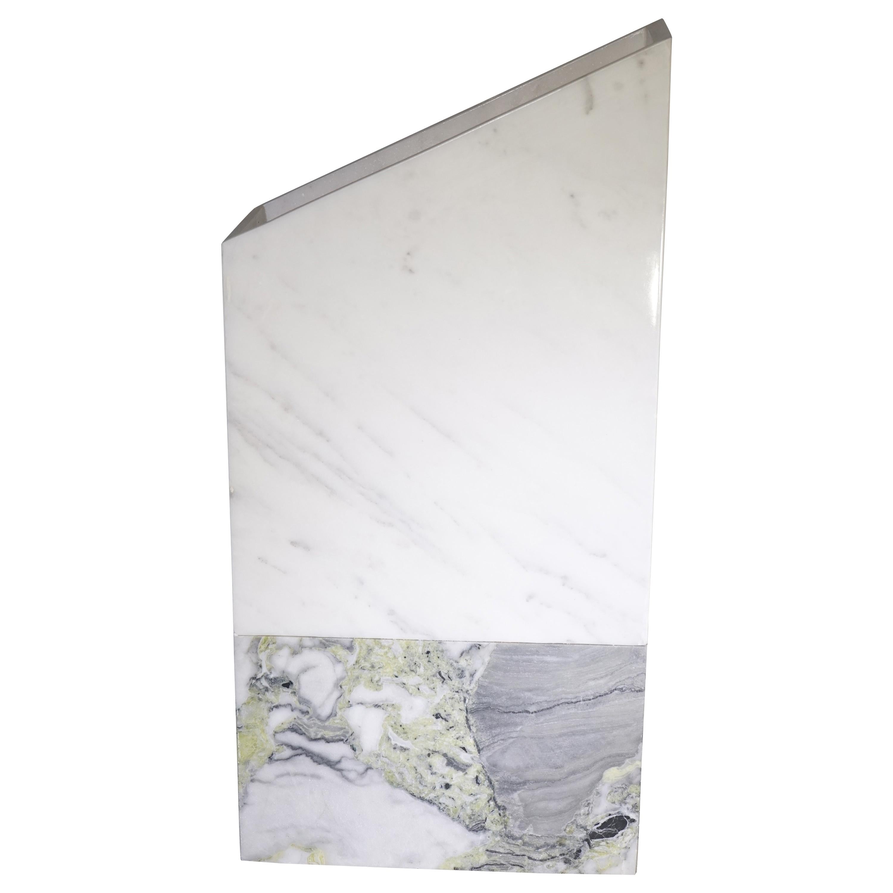 Contemporary Tall White and Grey Marble Vase