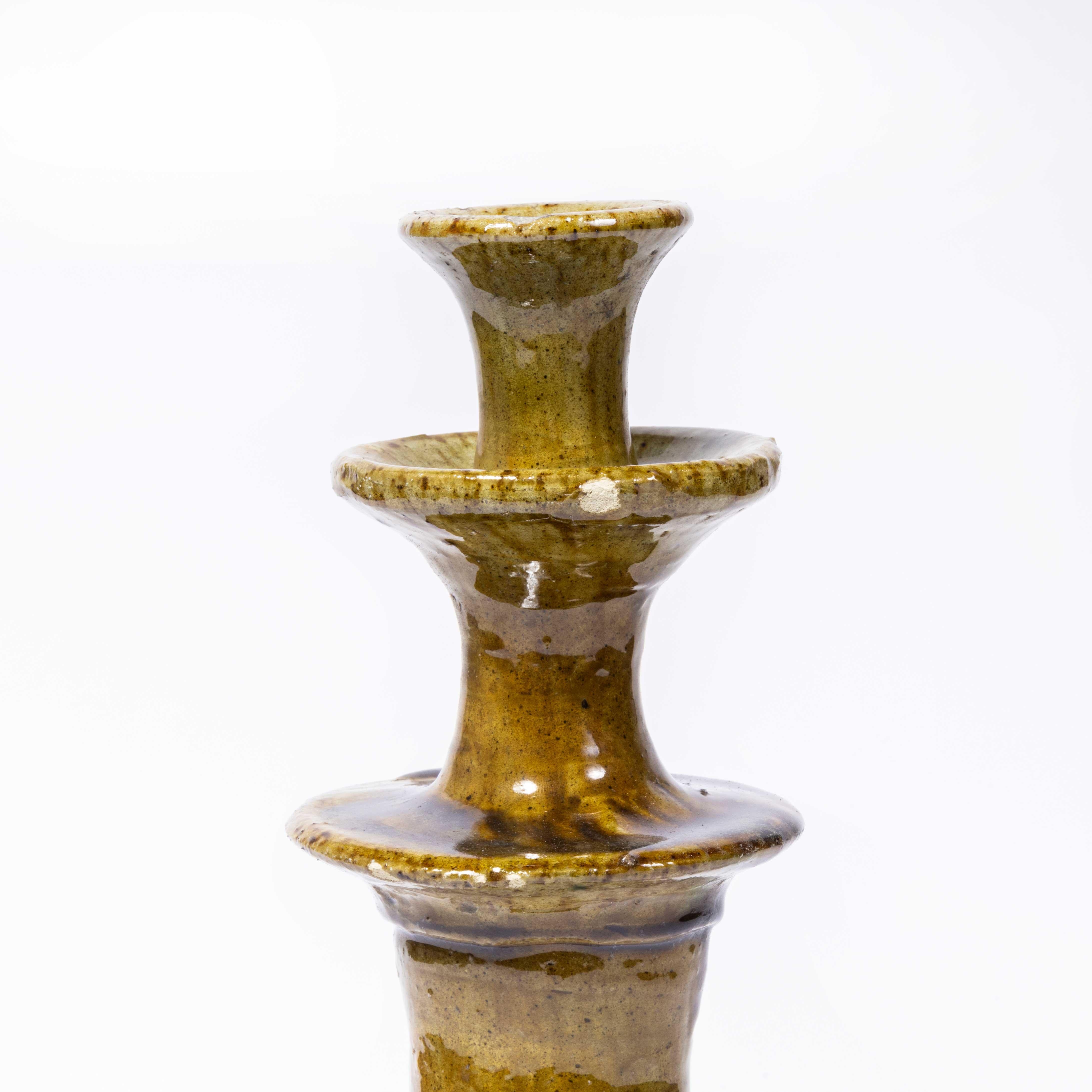 Ceramic Contemporary Tamagroute Earth Candlestick - Morocco For Sale