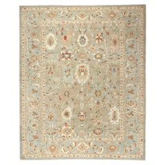 Contemporary Tan and Blue Persian Sultanabad Rug, 15'06 x 18'09